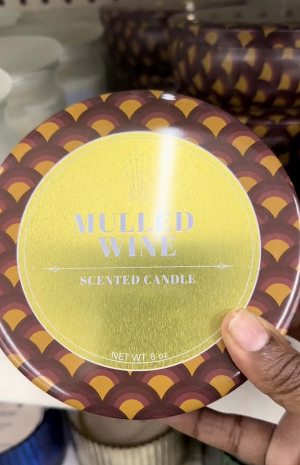 mulled wine candle in a tin from Dollar Tree