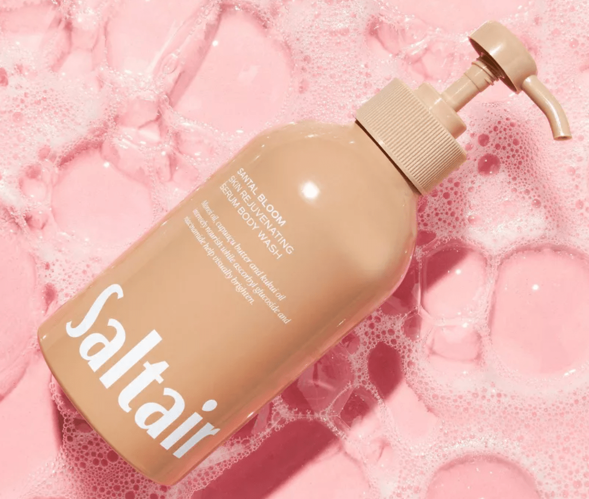 Saltair body wash on pink background