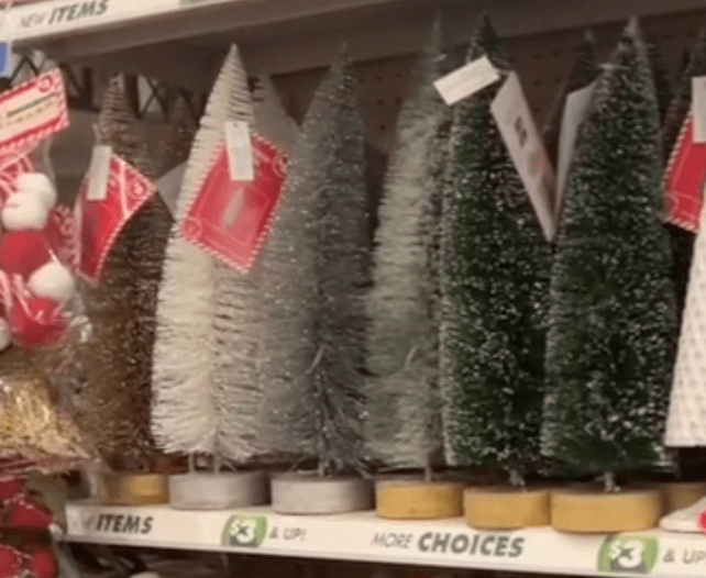 bottle brush Christmas trees at Dollar Tree