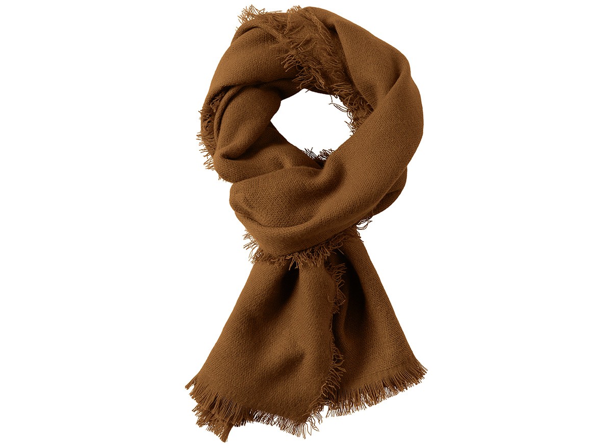 A brown neck scarf on white background