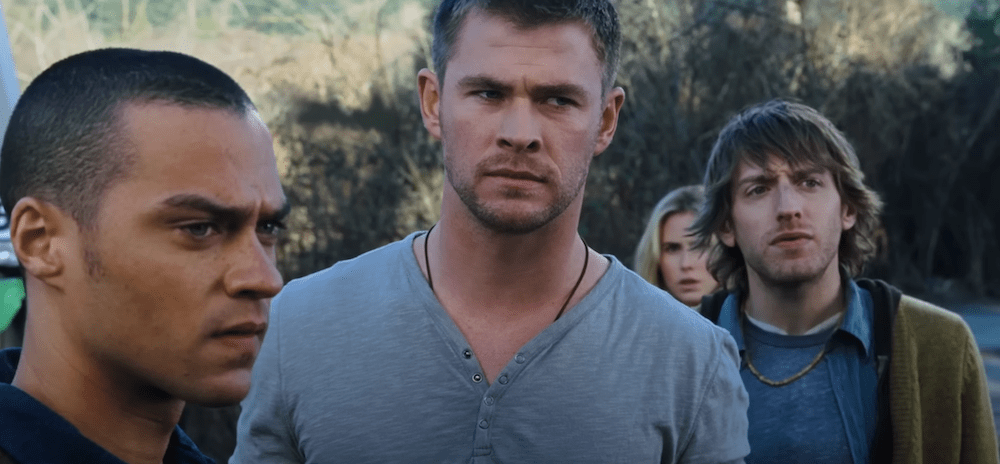 Jesse Williams and Chris Hemsworth in The Cabin in the Woods