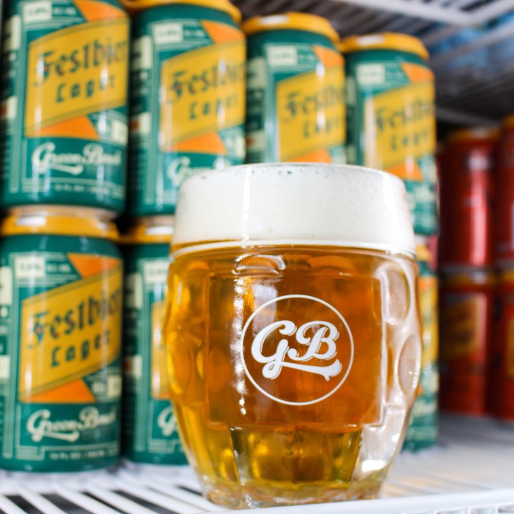 Green Bench Festbier in a dimpled mug