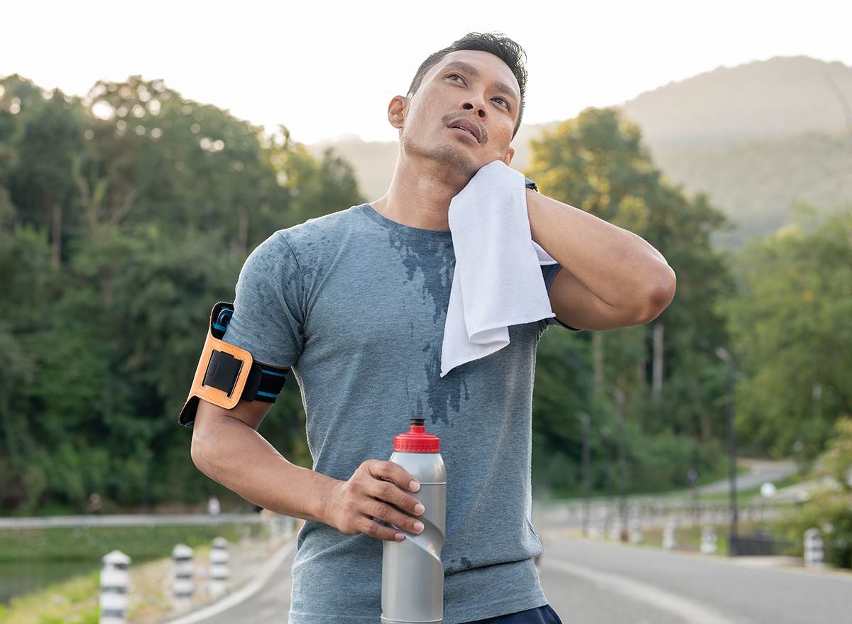 A man looks tired after running