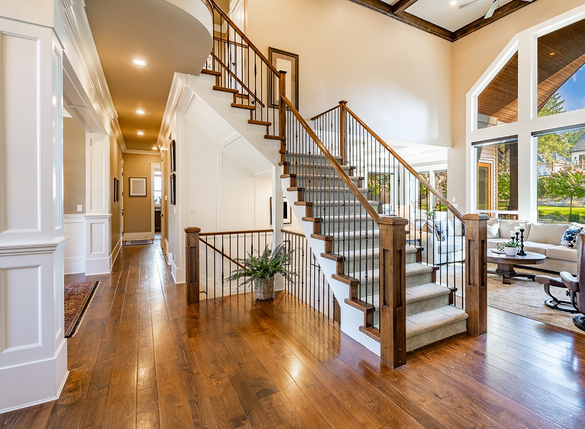 A staircase in a beautiful home