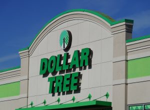 Closeup Dollar Tree sign on storefront