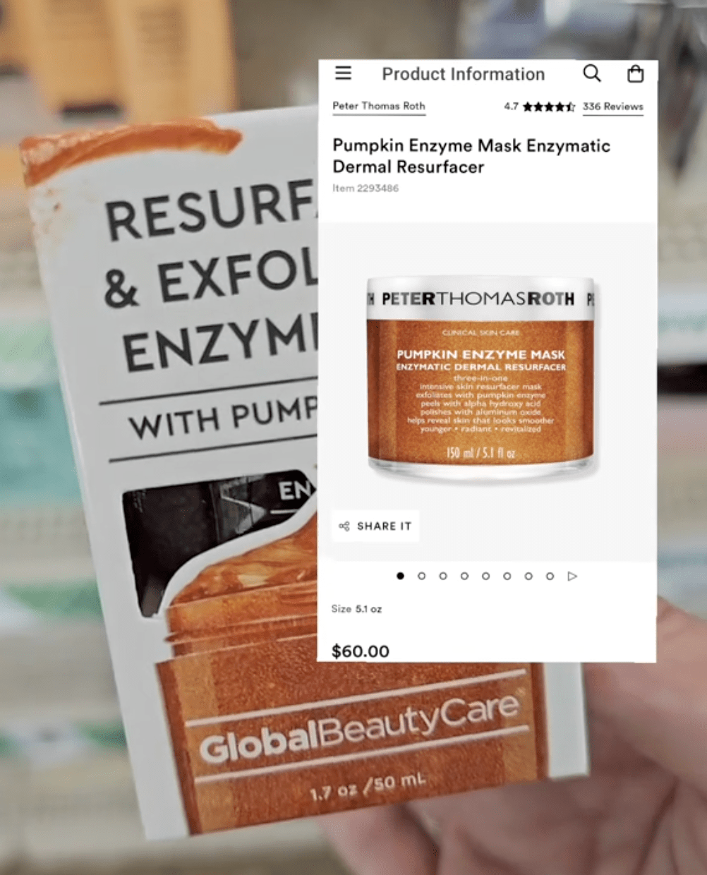 pumpkin enzyme face mask at Dollar Tree, with a comparison to a similar product at Sephora