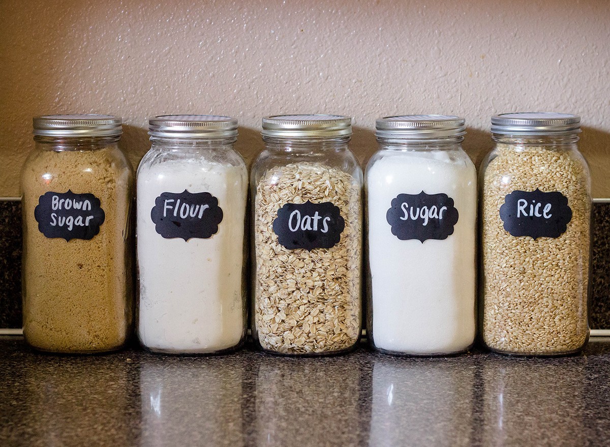 Baking containers on a kitchen counter top