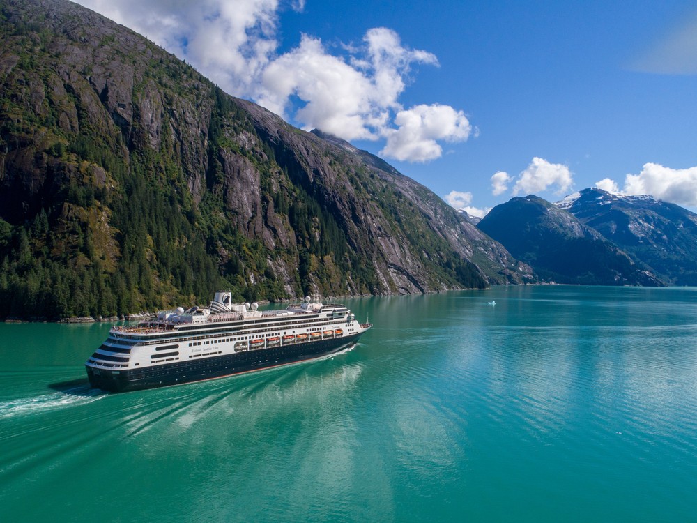 A Holland America cruise ship in Alaska