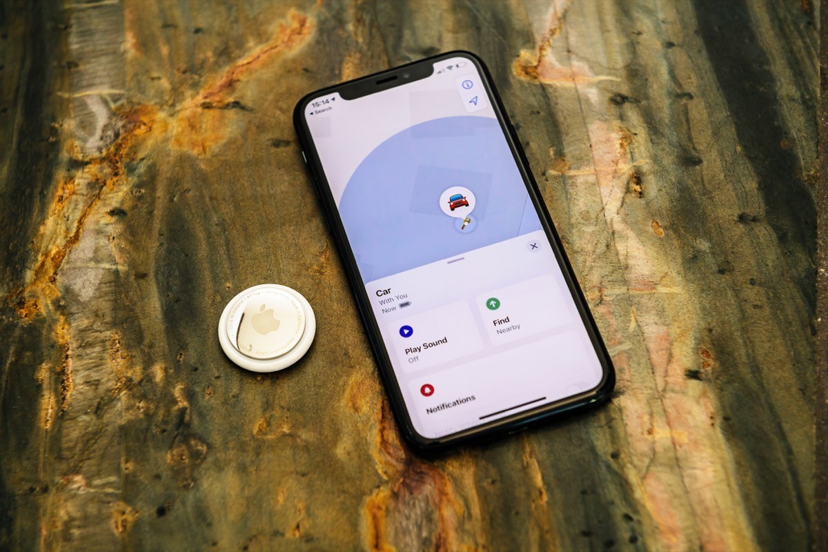 AirTag sitting next to an iPhone