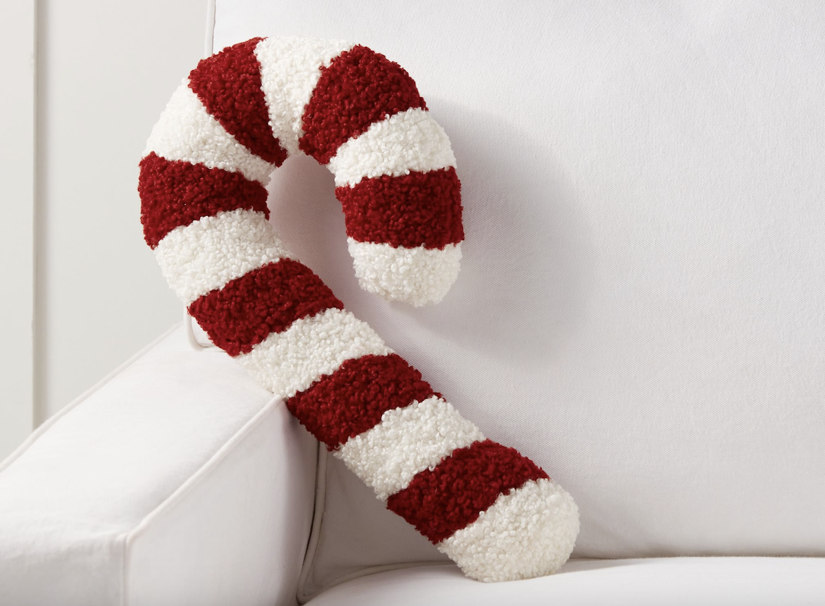 candy cane pillow from Pottery Barn
