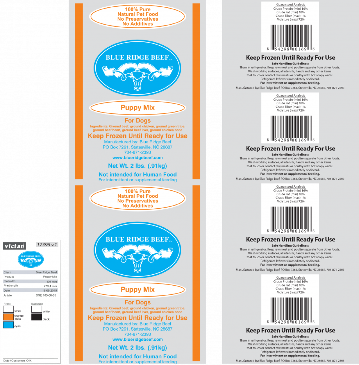 recalled blue ridge beef puppy mix