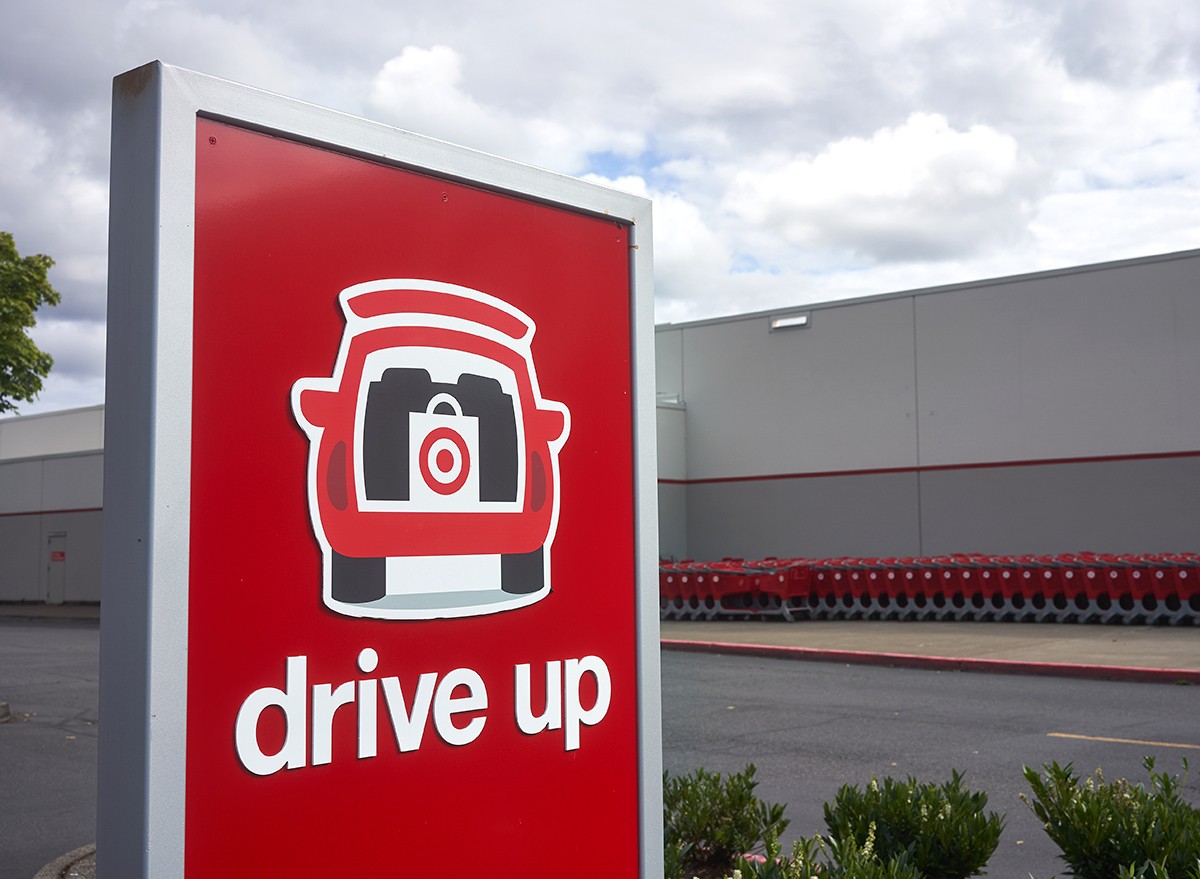 A 'drive up' sign outside a Target store
