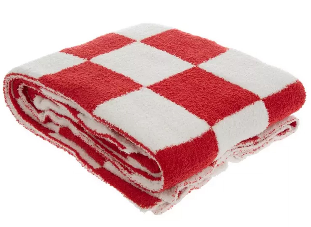 Red & White Checkerboard Throw Blanket