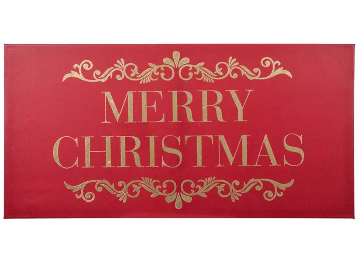 Red & Gold Merry Christmas Canvas Wall Decor