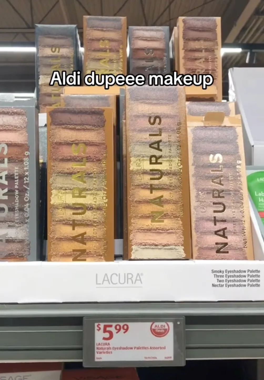 eyeshadow display at Aldi