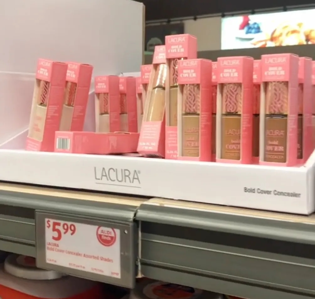 concealer display at Aldi