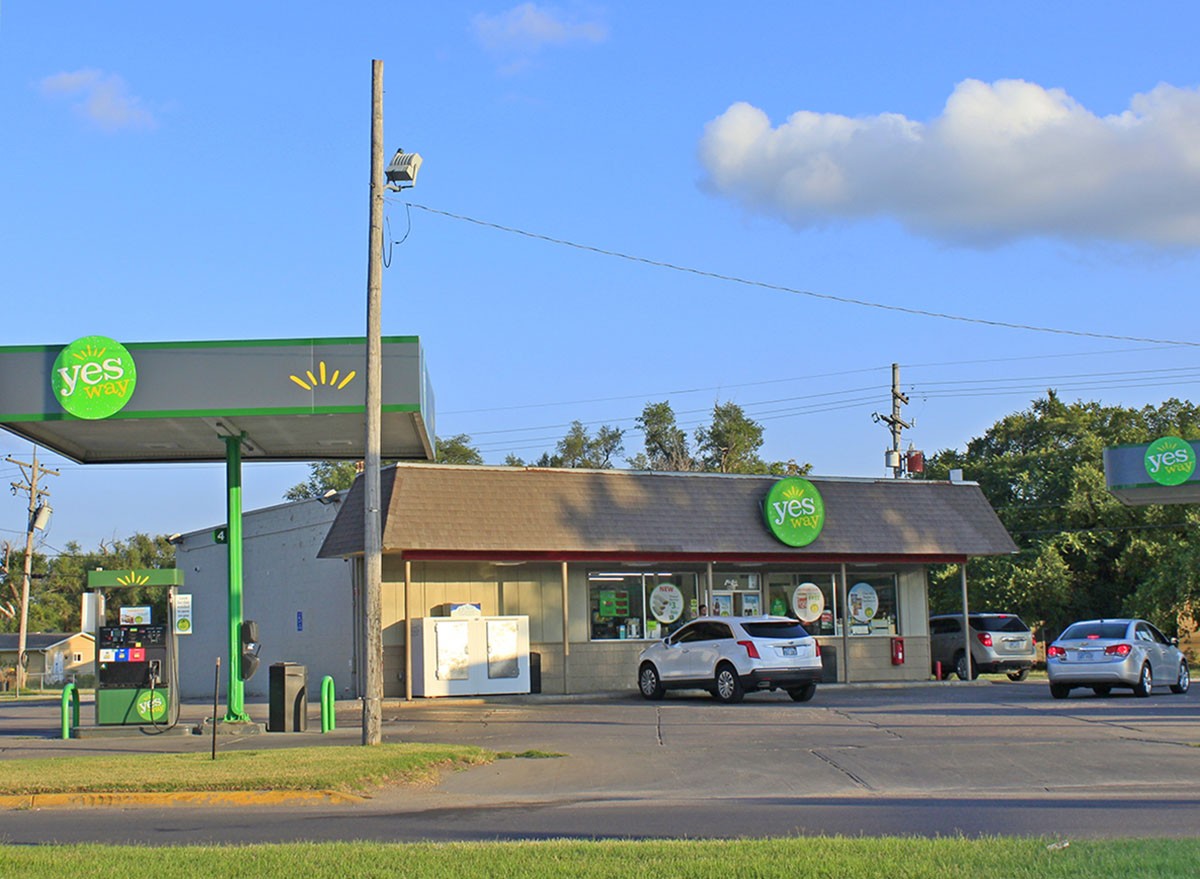A shot of a YES WAY service station