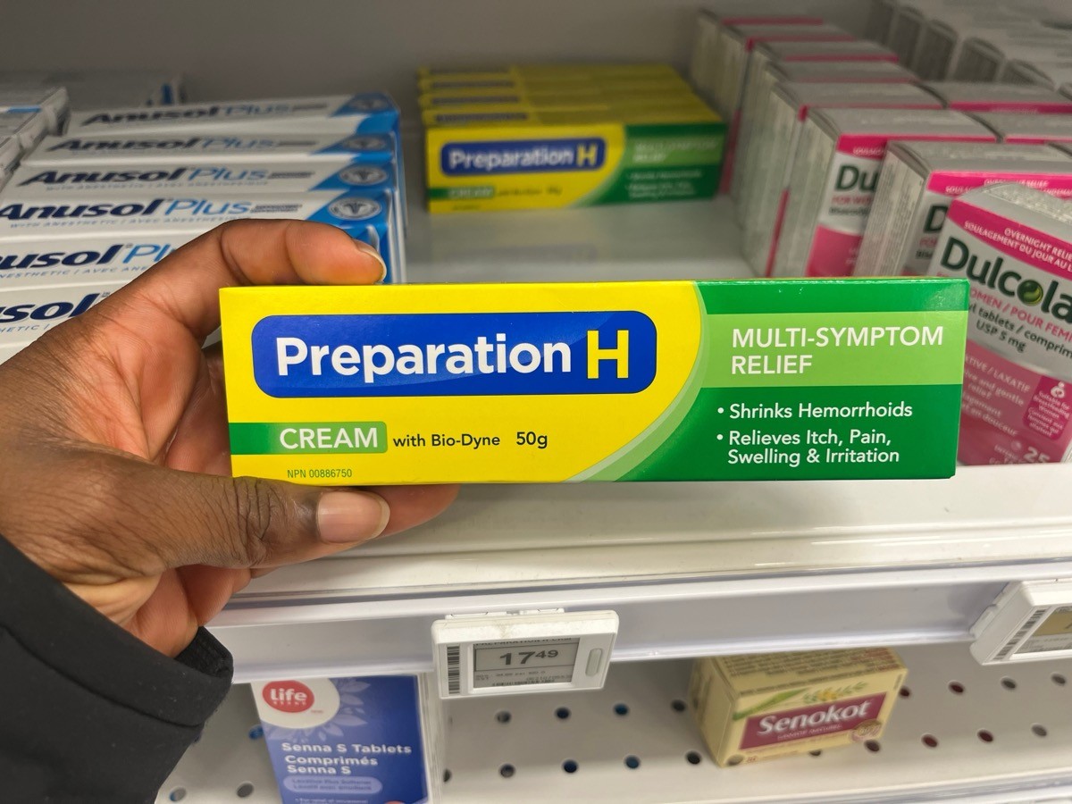 preparation h cream on the shelf of a store