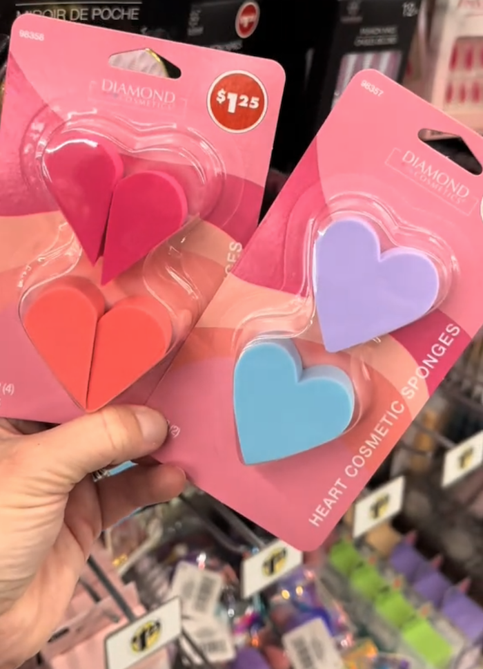 Diamond Cosmetics Heart Sponges at Dollar Tree