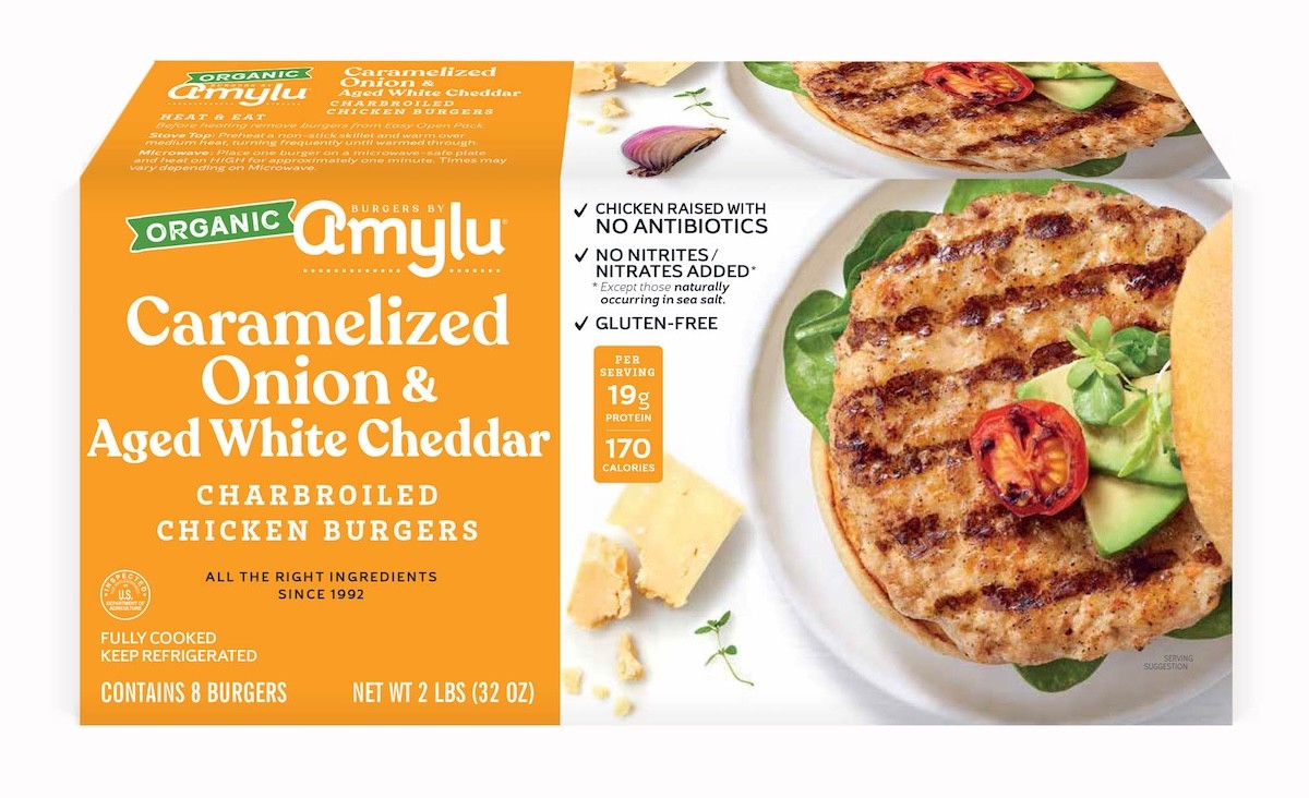 Caramelized Onion & Aged White Cheddar burgers