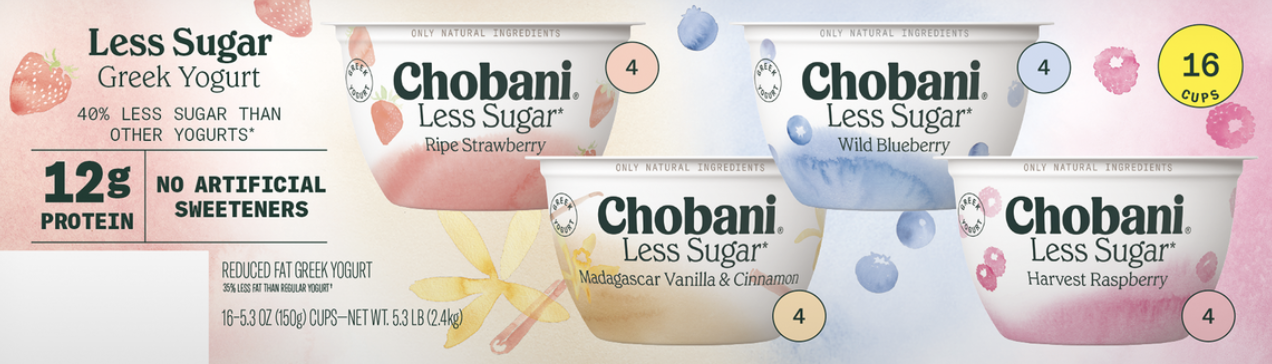 Chobani less-sugar yogurt