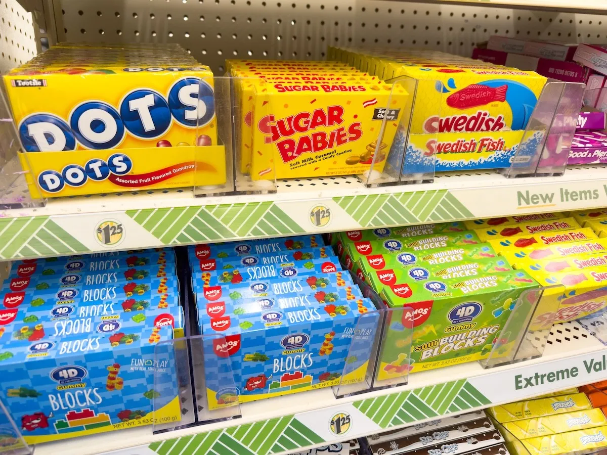 candy boxes at Dollar Tree