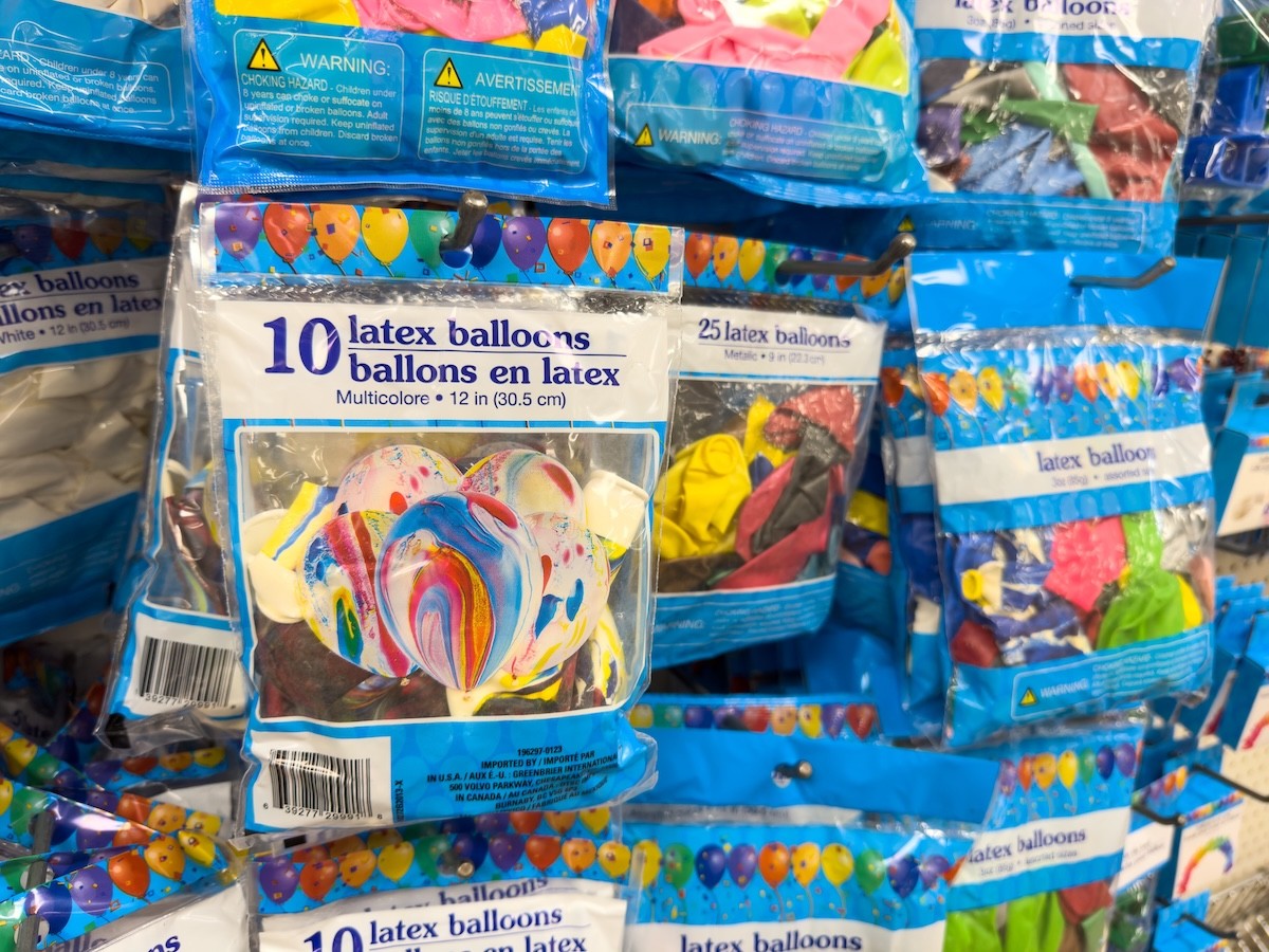 latex balloons at Dollar Tree