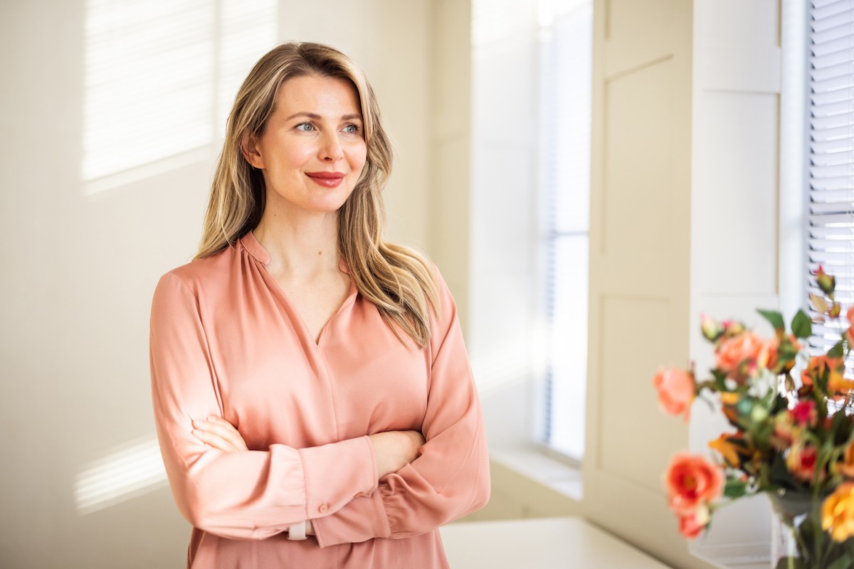 Attractive mature blond woman