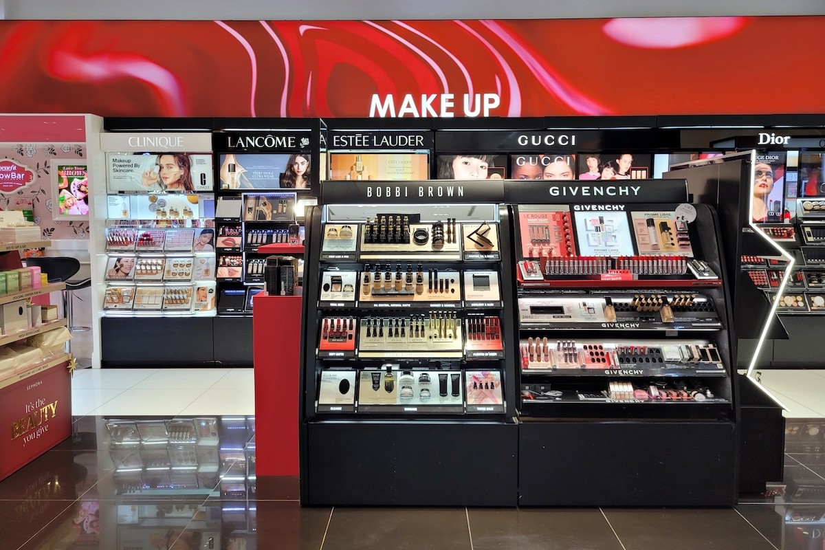 makeup displays at Sephora