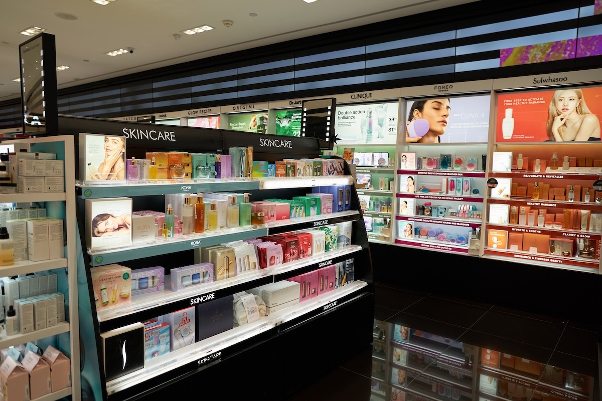 skincare displays at Sephora