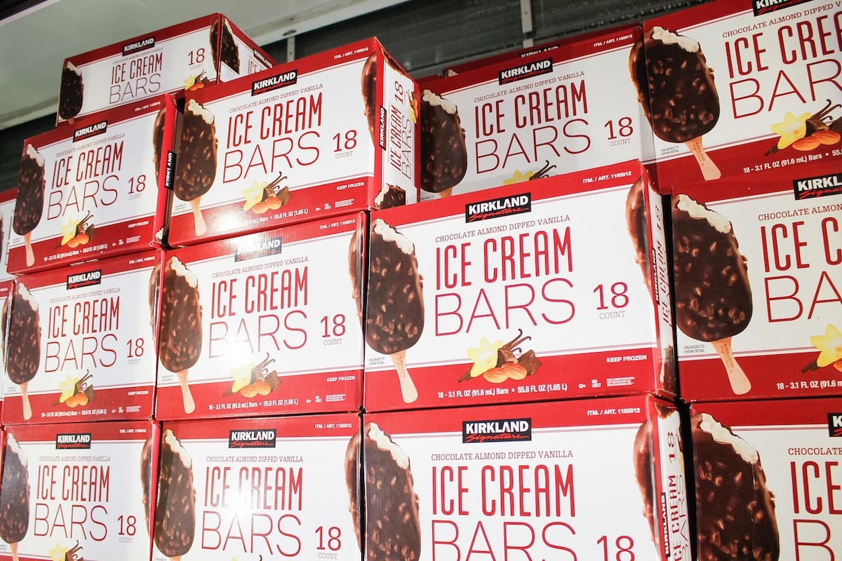 Kirkland ice cream bars displayed at Costco