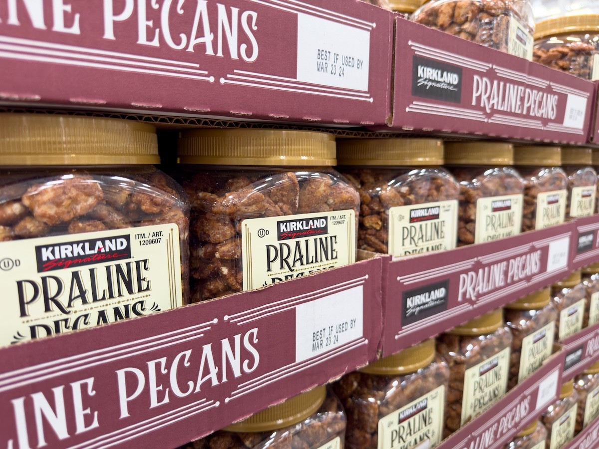 Kirkland Praline Pecans display at Costco