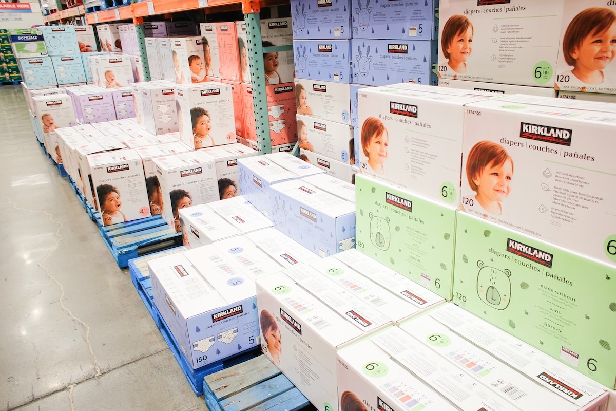 display of diapers at Costco