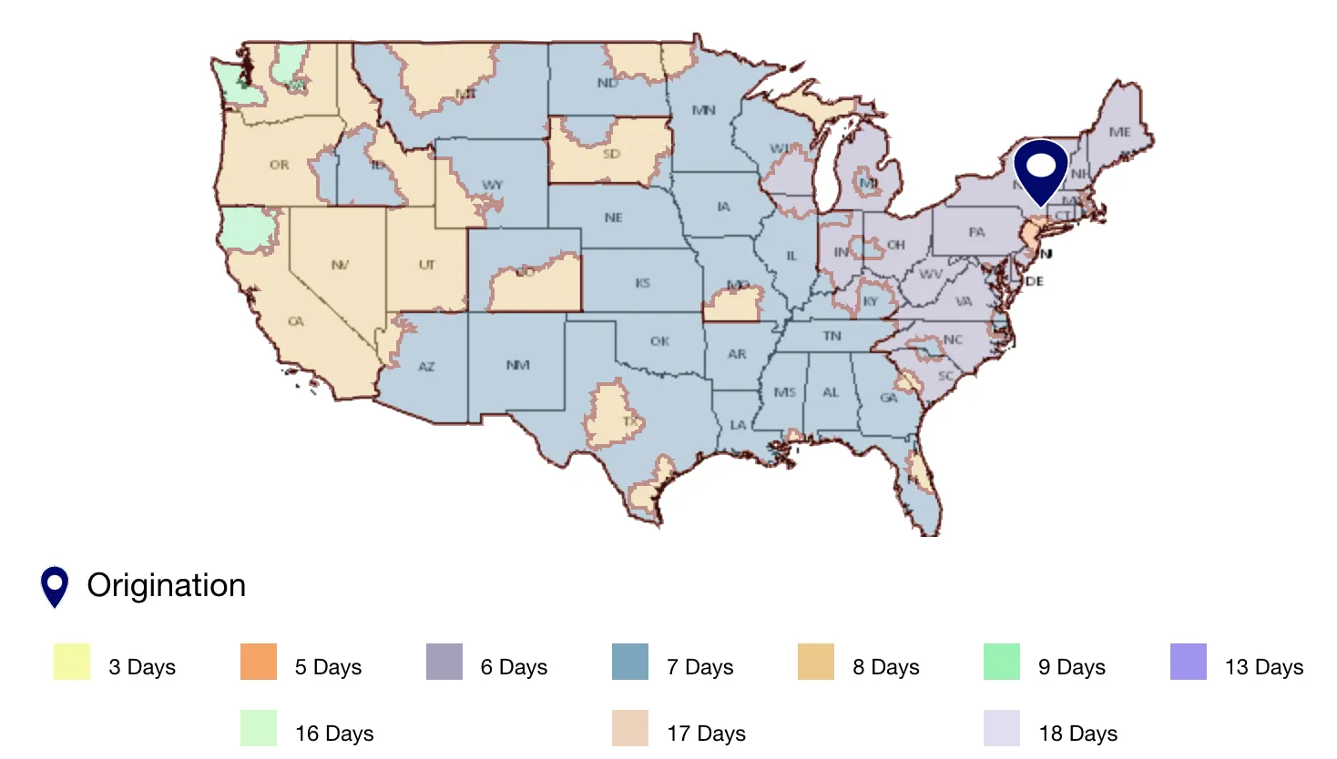 a look at the new USPS service delivery standards map and how delivery time is impacted