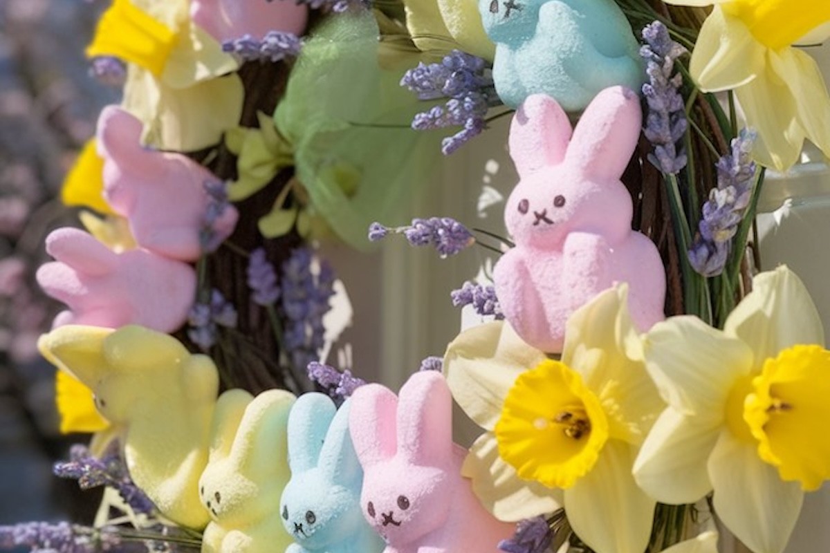 peeps wreath DIY craft for Easter