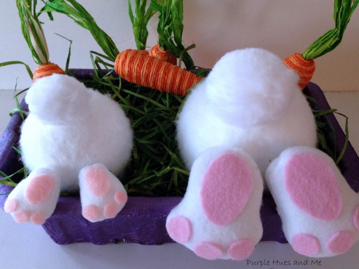 bunny butts in a grass bucket felt DIY crafts for Easter