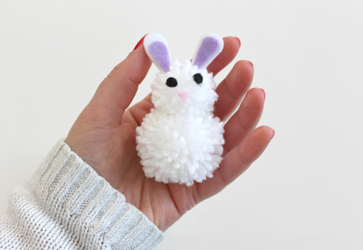 tiny pom-pom bunnies DIY craft for kids Easter