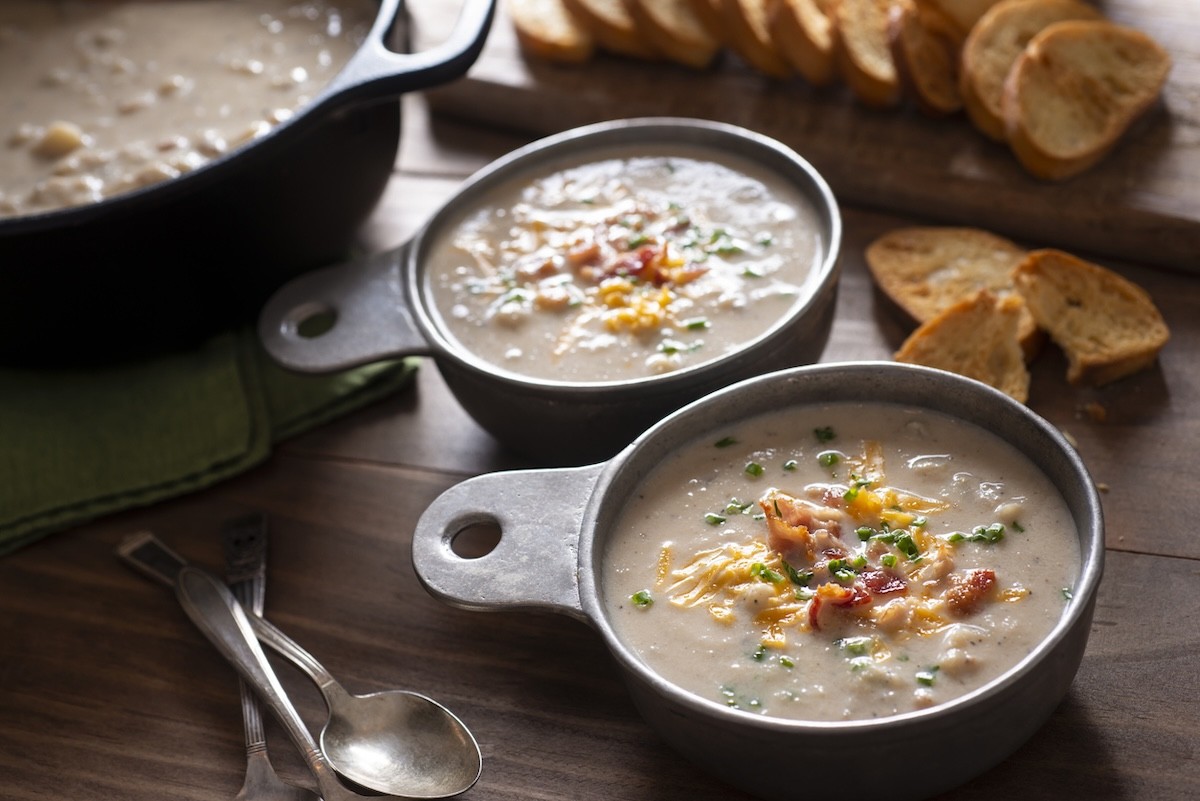 cauliflower soup with bacon and cheddar