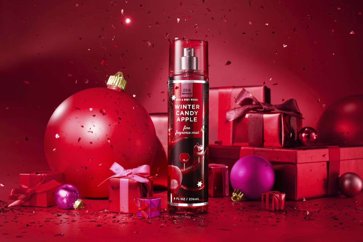 Bath & Body Works promotional image of Winter Candy Apple fine fragrance mist