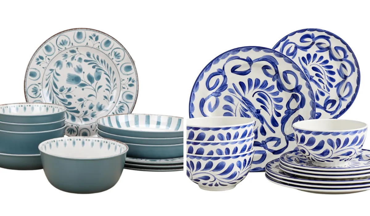 Melamine plate sets from Walmart and Pottery Barn