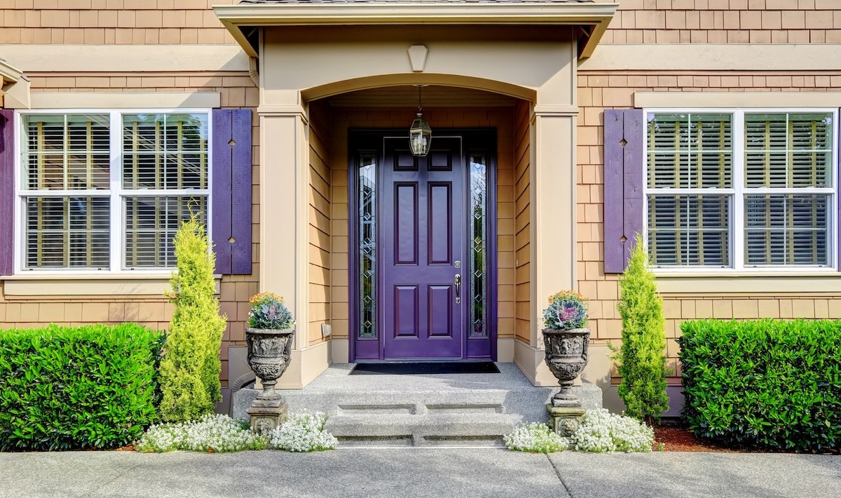 house with a purple door