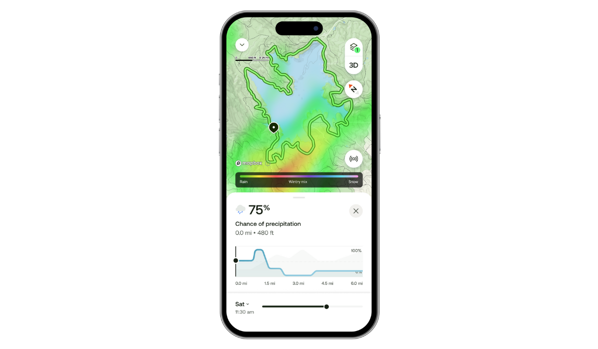iPhone screen showing AllTrails Trail Conditions