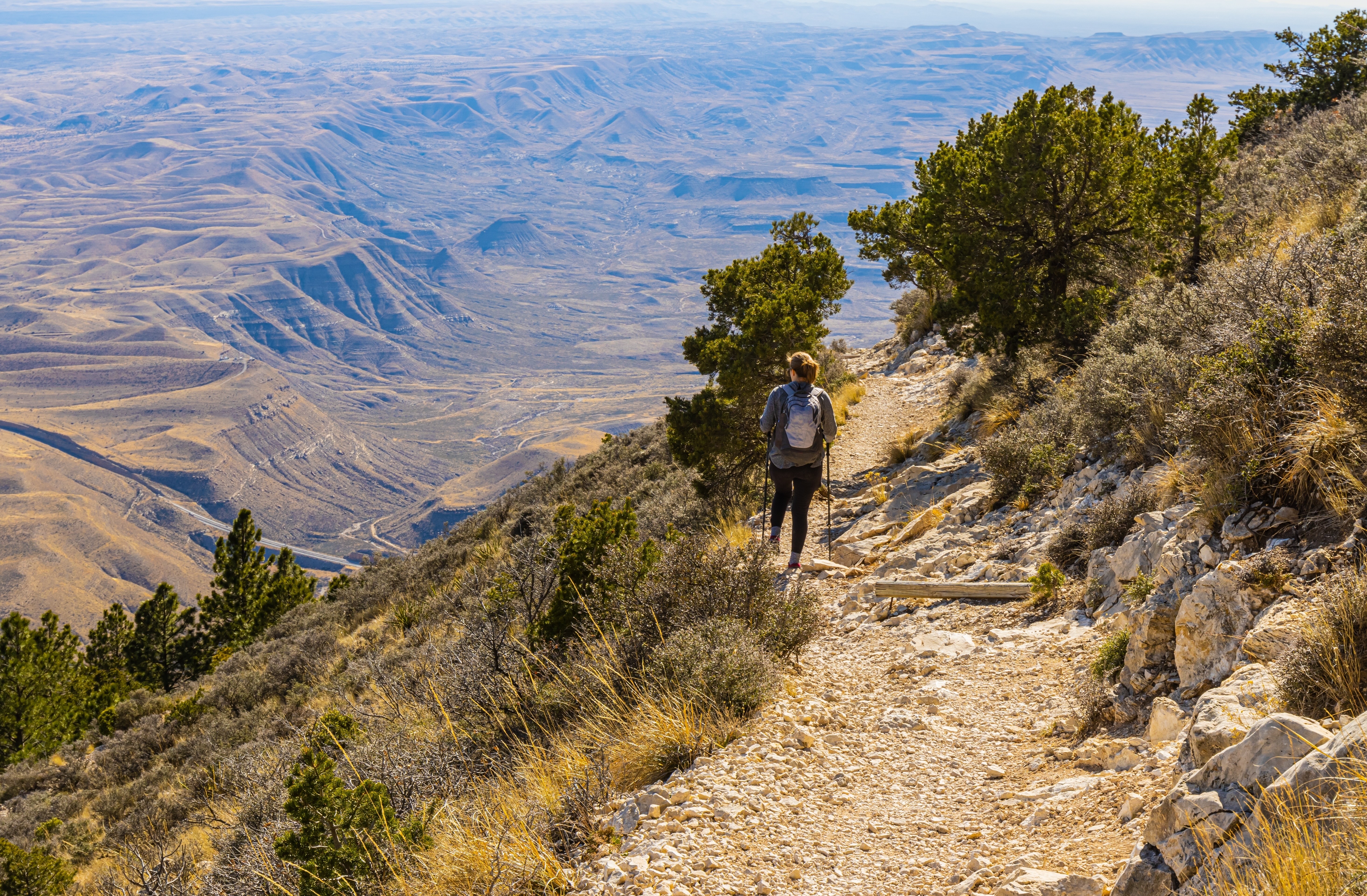 female hiker in Guadalupe Mountains National Park