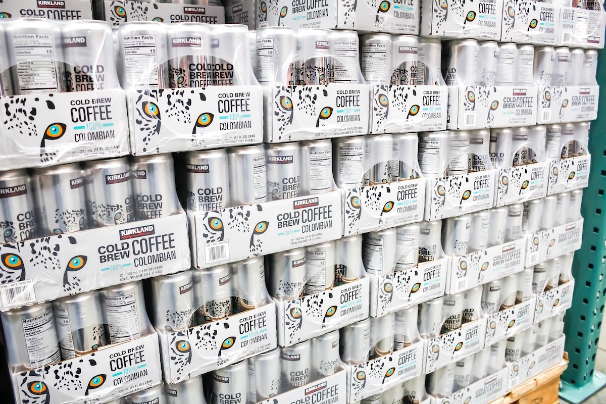 display of Kirkland cold brew coffee at Costco
