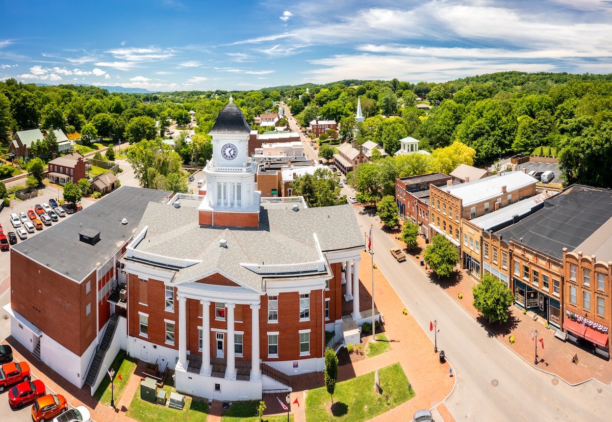 aerial view of Franklin, Tennessee