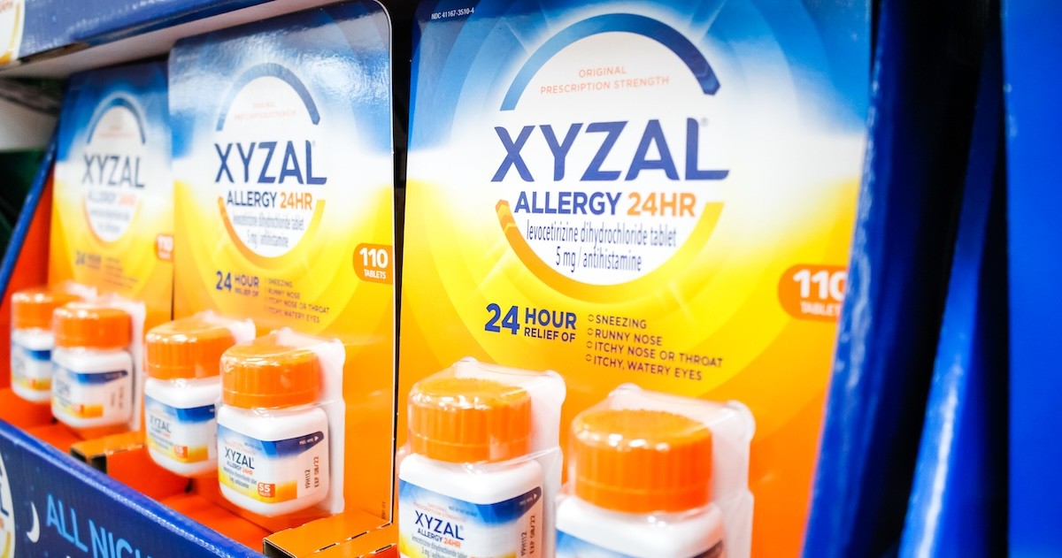 bottles of Xyzal on store shelf