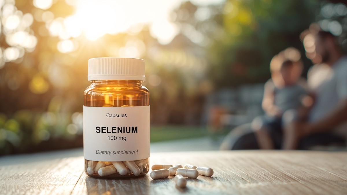 ​Selenium supplements on a table outside
