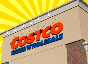 Costco store with yellow background