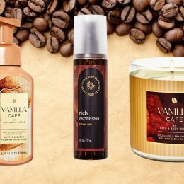 Bath & Body Works new products hand wash, body mist, and candle in Vanilla Cafe and Rich Espresso