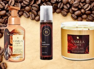 Bath & Body Works new products hand wash, body mist, and candle in Vanilla Cafe and Rich Espresso